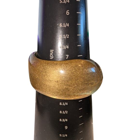 Vintage Gold Shimmer Abstract Lucite Bangle Bracelet - Picture 2 of 5